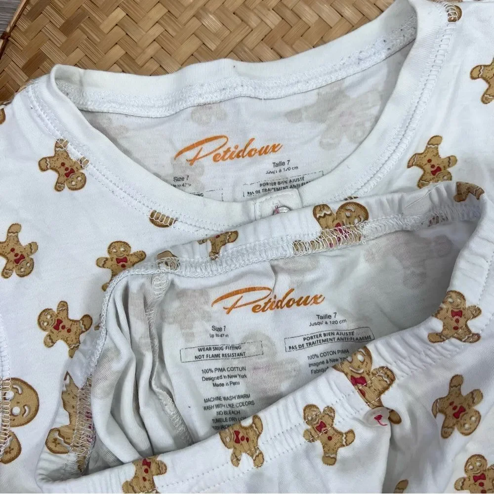 Petidoux Christmas holiday‎ gingerbread pajamas children’s size 7